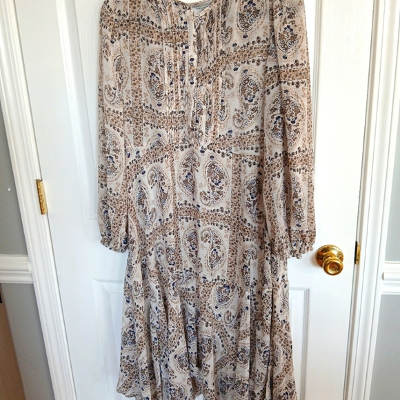Dress Forum Women’s Boho sheer Paisley Dress Size M festival ruffle - Picture 3 of 7
